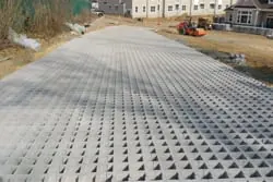 Turf paver roadway, commercial construction